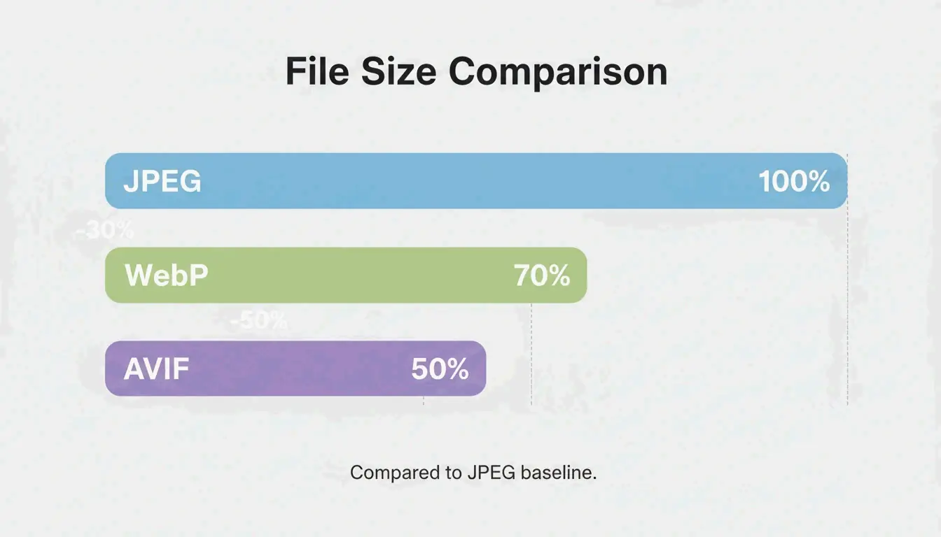 포맷 비교: JPEG vs WebP vs AVIF 파일 크기