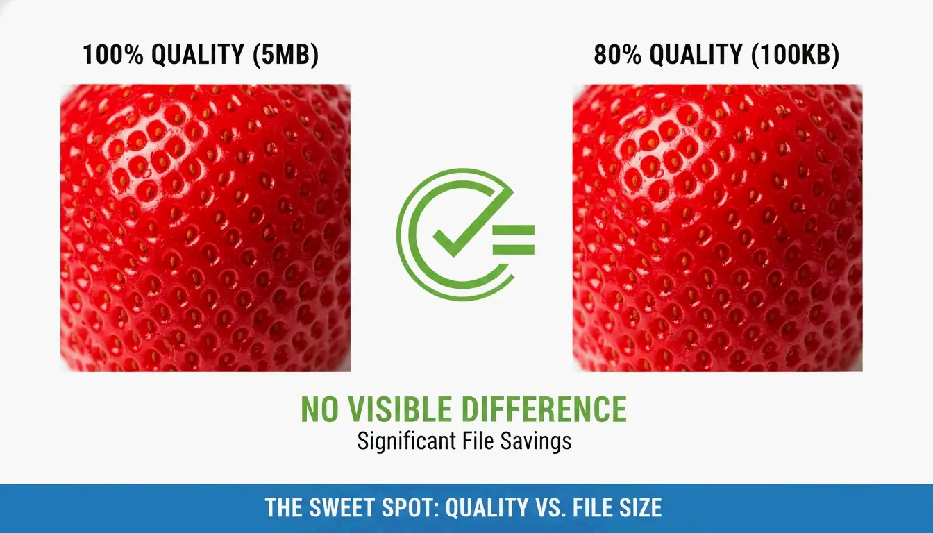 100% 품질 vs. 80% 품질 나란히 비교